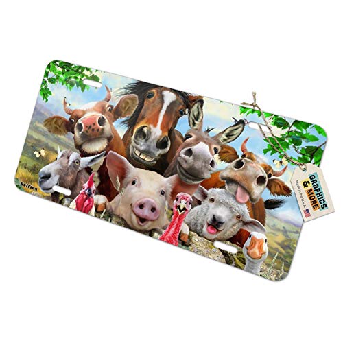 GRAPHICS & MORE Farm Selfie Horse Pig Chicken Donkey Cow Sheep Novelty Metal Vanity Tag License Plate