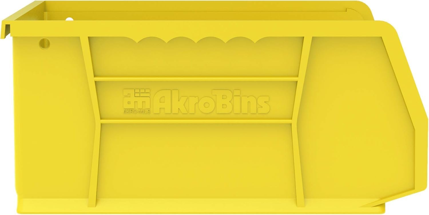 Akro-Mils 30235 AkroBins Plastic Storage Bins, Space-Saving Stackable Bins for Garage, Pantry, Craft Organization, 11" x 11" x 5", Yellow, 6-Pack - Image 7