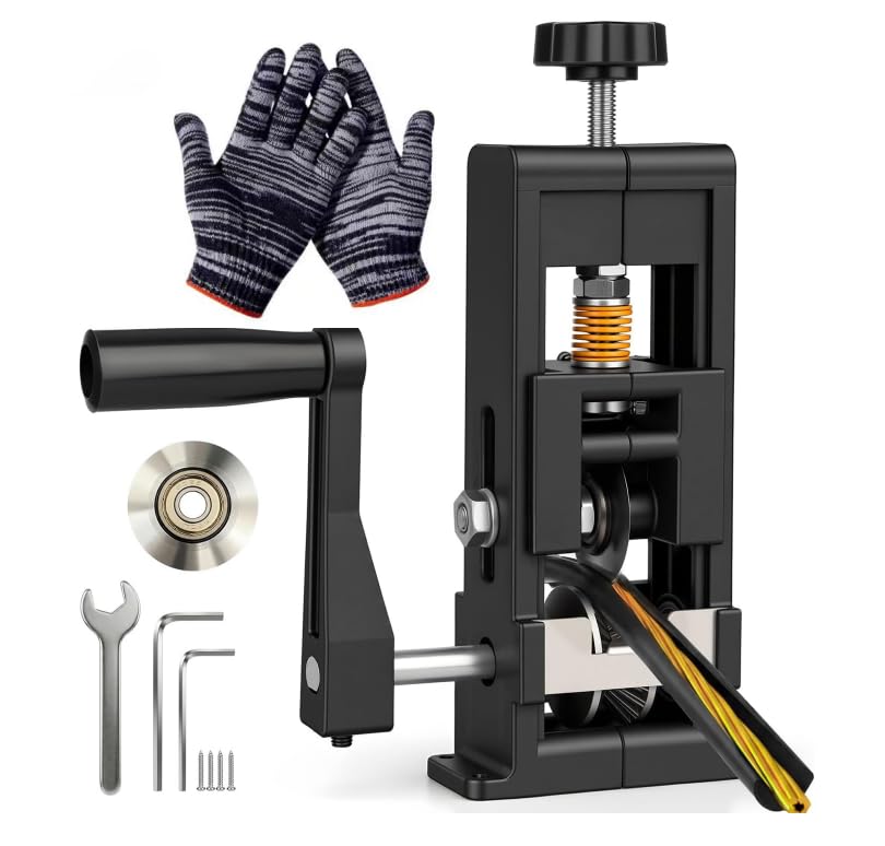 Qivine Manual & Powered Cable Stripper, Portable Wire Stripper Machine with Blade & Glove, Wire Stripping Machine for 1-25 mm Copper Cable Recycling
