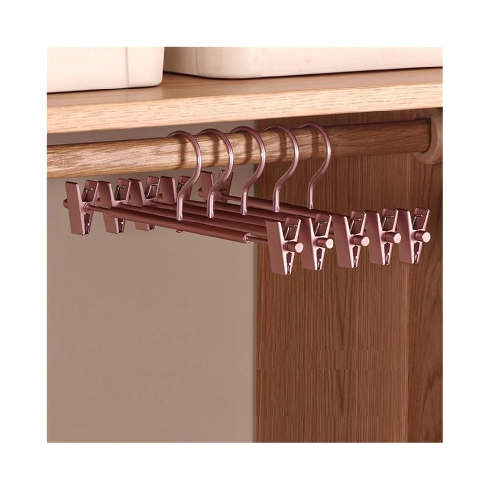 HADECOLL Trouser Hanger Metal Hangers Wardrobe Space Saver Clothes Pants Drying Rack Organizer Storage Racks,Rose-5pcs