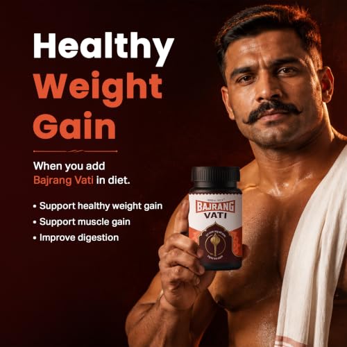 Image of Bajrang Vati Ayurvedic Weight Gainer Tablets - Herbal Weight Gain Medicine for Men & Women | Improves Digestion, Appetite & Nutrient Absorption | 100% Natural Ayurvedic Weight Gain Supplement (1)