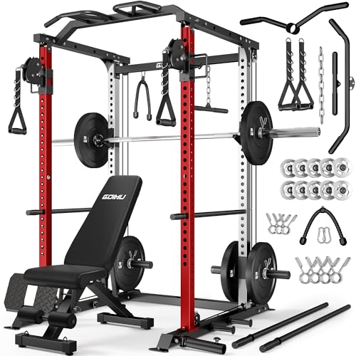 Image of DP01 Power Cage, 2000LBS Squat Rack with Cable Crossover and Dual Independent Pulley System, Full Cage for Full Body Training, Power Rack with More Training Attachments for Home Gym