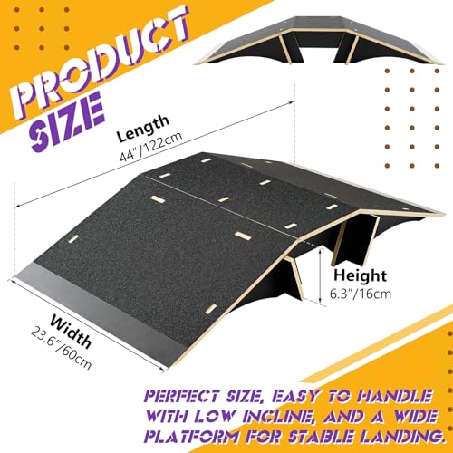 Weysat Skateboard Ramp Bike Ramp 44 Inches Solid Wood with Anti Slip Surface Skate Accessories Durable Designed for Beginners Gifts for Youngster - Thumbnail 2