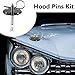 Klfte 2 Pack Trucks Hood Pin for Car, Stainless Steel Hood Pin Lock Clip with Racing Lanyard for Fixing Car Hood Cover & Reduce Shaking(Black)