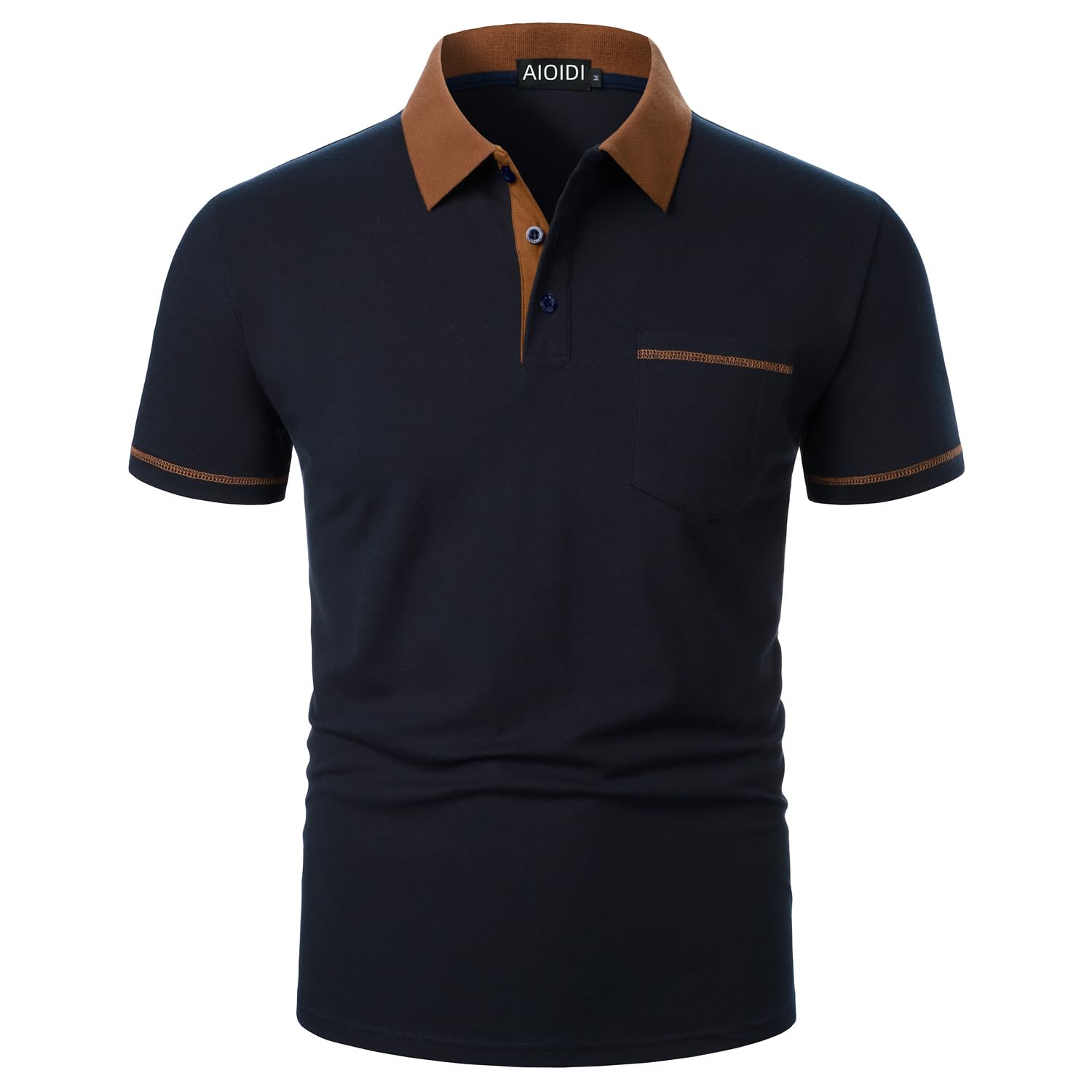 Hommes Polos Manches Courtes Couleurs Contrastantes 100% Coton Golf T-Shirts avec Vraies Poches