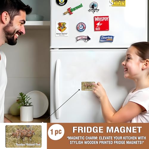 Image of Elegant Fridge Magnet with Themes |Rectangular Size Refrigerator Magnet with Magnetic Rubber Back | Pack of 1, 8.6cm X 5.4cm (Bandipur National Park)
