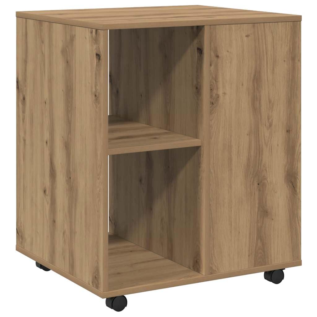 vidaXL Rollschrank Artisan-Eiche 60x53x72 cm Holzwerkstoff, Aktenschrank, Büroschrank, Beistellschrank, Schrank, Schrank mit Rollen, Wohnzimmerschrank