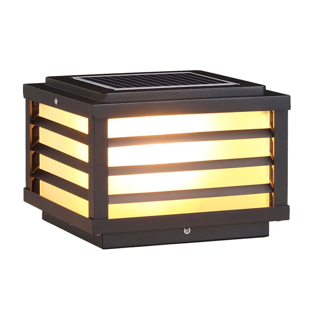 Aluminum Solar LED Pillar Light Courtyard Lamp Fixtures Acrylic Garden Pillar Head Light IP54 Waterproof Lamp Retro Style