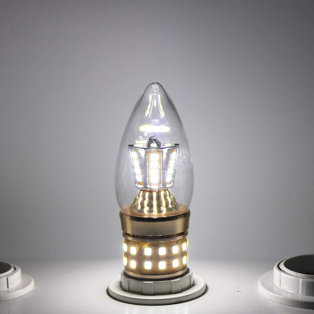 Juego de 12 bombillas LED de bajo consumo (9 W, E14, sustituye a una bombilla de 80 W, 6000 K, ángulo de emisión de 270°), diseño de vela
