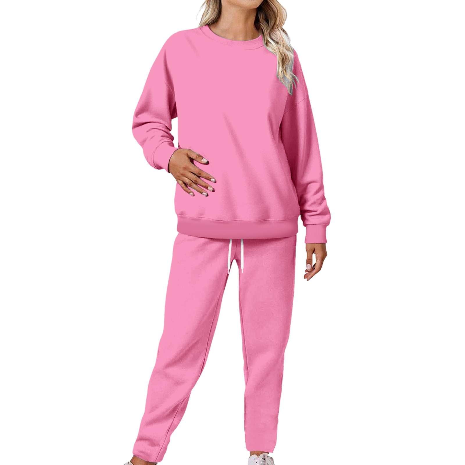 Chándal para mujer, holgado, traje deportivo para mujer, conjunto informal de 2 piezas, chándal deportivo, cuello redondo, sudadera y pantalones deportivos, traje de ocio cómodo, sudadera y pantalón