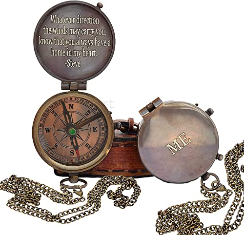 WOANIN Brújula grabada, brújula antigua, brújula de bolsillo,