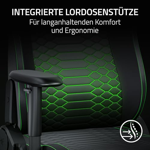 Razer Iskur V2 X NewGen - Ergonomischer Gaming-Stuhl mit atmungsaktivem Gen-2 EPU-Leder mit Cooltouch Technologie - Integrierte Lordosenstütze - Breite Schulterbögen und Sitzfläche | Schwarz