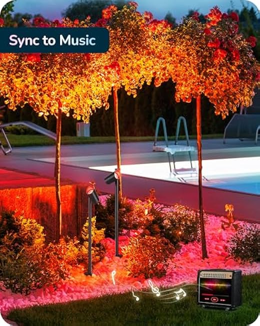 EDISHINE Landscape Lighting Outdoor Spotlight RGBW 4 Pack