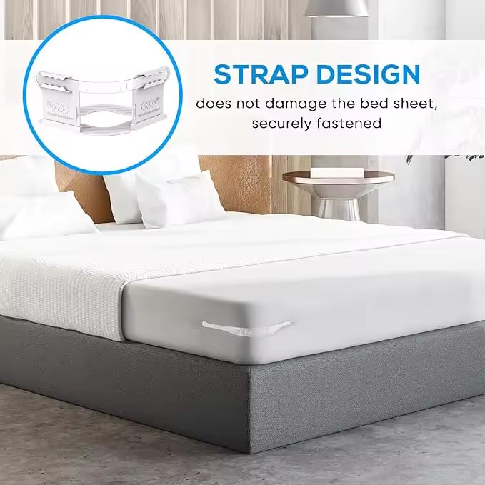 KAWAIIUS Bed Sheet Holder with Anti-Slip Design with Locking Straps, Easy to Install for All Mattress Sizes Set of 4 (White)