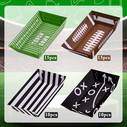 50 Pack Football Party Decorations Paper Food Trays - Movie Night Supplies Snack Stadium Serving Plates for Super Football Bowl Birthday Disposable Decor - Style 3 - Image 6