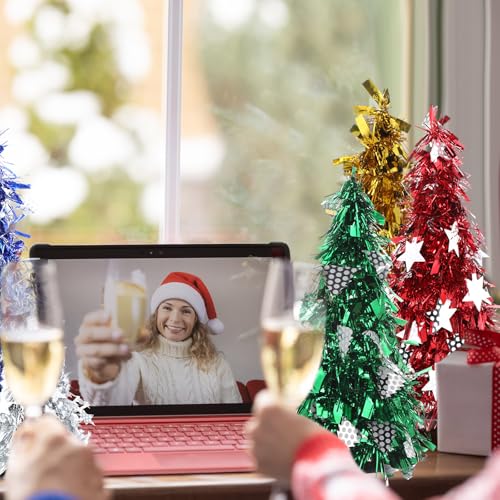 Libima 20 miniárvore de Natal artificial, 25,4 cm, lantejoulas, tinsel de mesa, árvore de Natal com