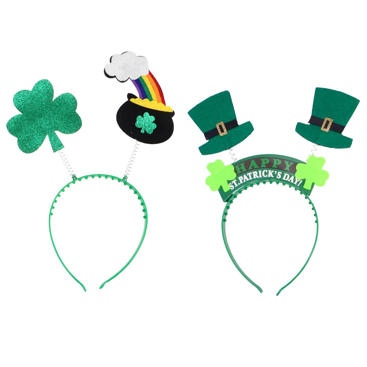 Didiseaon 2pcs St. Patricks Day Hair Hoop St. Patrick Headband Boppers shamrock headband st patricks day headband alien headband green hair accessories St. Patrick's Day Headband set make up