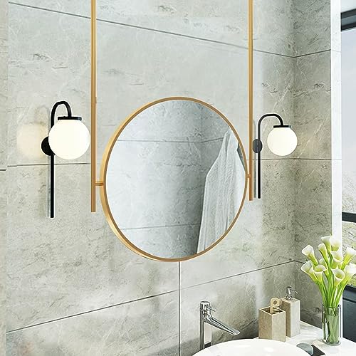 Miroir circulaire maison suspendu plafond cadre doré 70cm lumineux