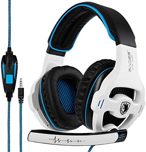 SADES SA810 Stereo Gaming Headset for Xbox One, PC,PS4 Headset Nintendo Over-Ear Headphones with Noise Canceling Mic,Soft Ear Cushion,3.5mm Jack Cable for Mac Laptop Tablet Smartphone(BlackRed)