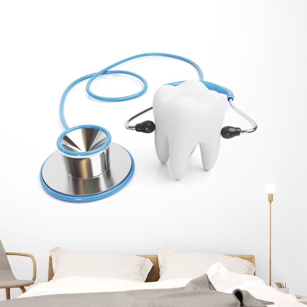 Wallmonkeys Stethoscope with Tooth Wall Decal Peel and Stick Business Graphics (60 in W x 45 in H) WM33331