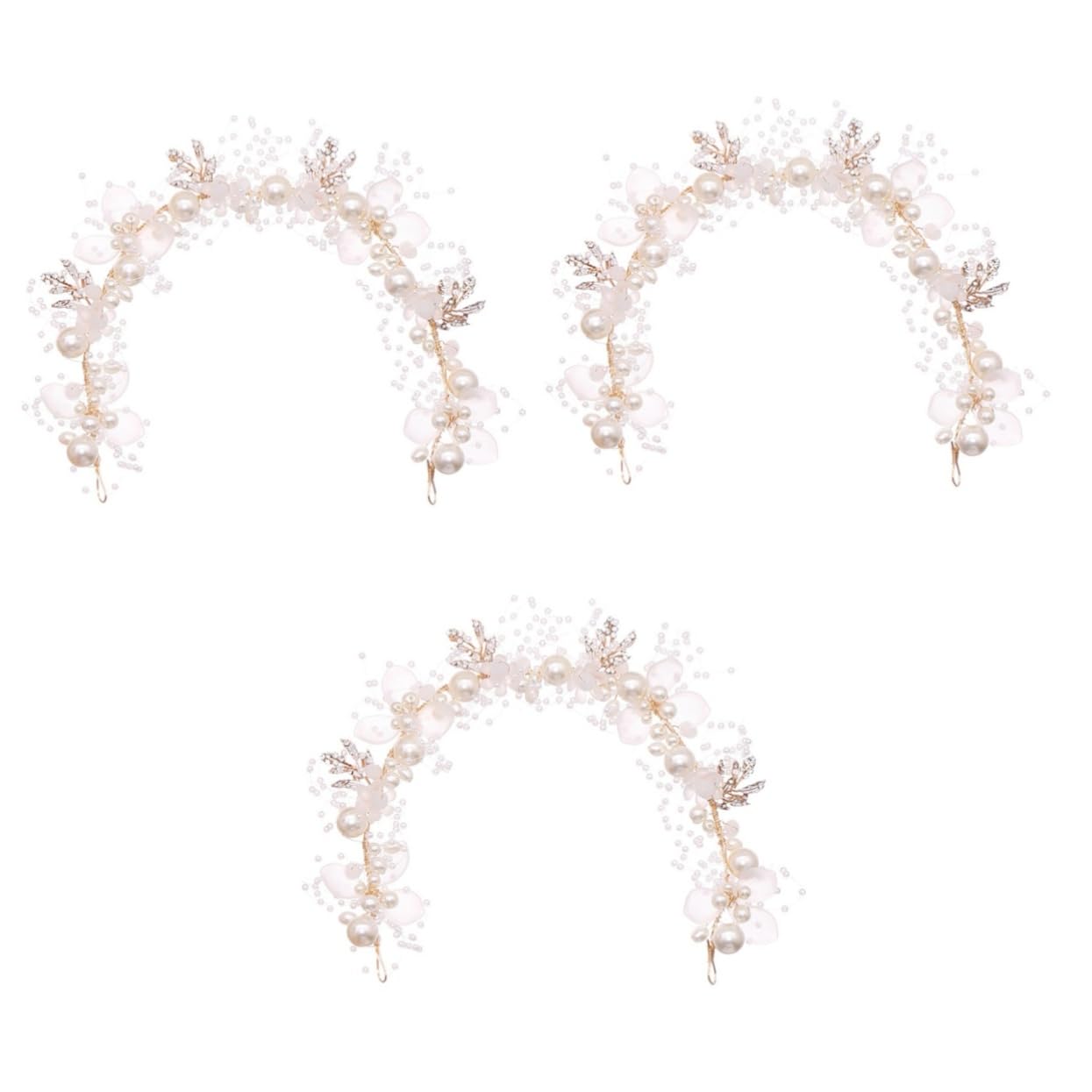 Beavorty 3piezas Diadema De Flores De Perlas Rhinestones Accesorios De Pelo Para Novia Tocado Nupcial Para Boda y Celebraciones