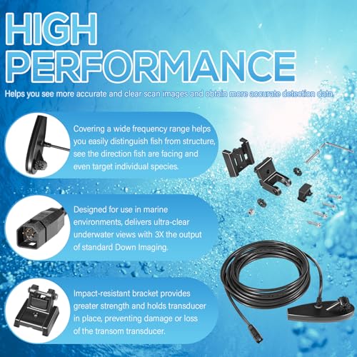 Image of 710295-1 XNT 9 HW MDI 75 T Transom Transducer Fits for Humminbird Helix 7 /8 (MEGA Down Imaging) Dual Spectrum Chirp with Temperature Transom Mount Transducer, Black