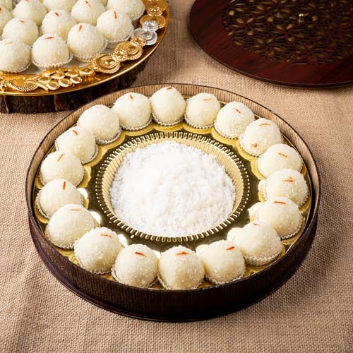 Image of Gud Mishri Coconut Laddu 250 Gm | Healthy Nariyal Ladoo with Milk & Gulkand | Sweetened with Mishri | No Refined Sugar Indian Mithai | Traditional Sweet Gift Box | MAP Packed for Freshness