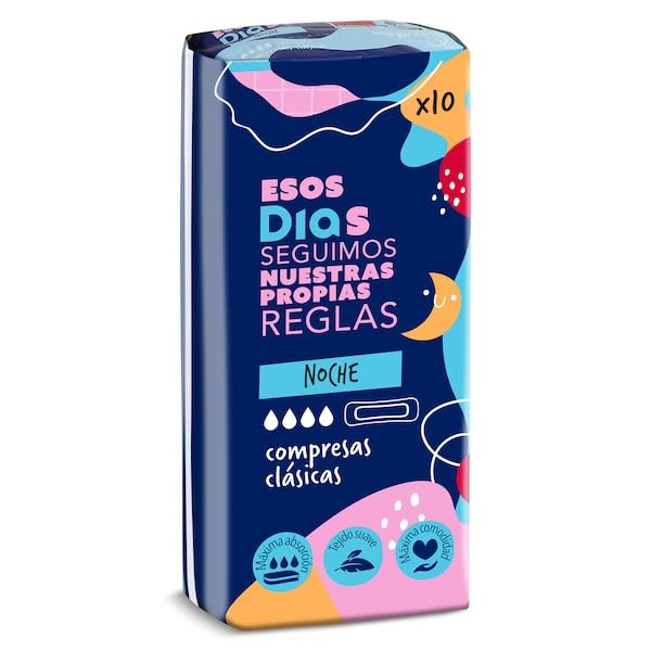 DIA ESOS DÍAS compresas clásicas noche sin alas paquete 10 uds