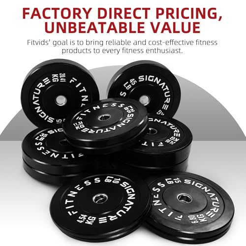 Image of Fitvids 2-Inch Olympic Bumper Weight Plates Including 180 LB Weight Plates & 7FT Olympic Barbell Bar, Black