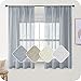 MRTREES Cortinas Dormitorio Visillos Salon 2 Piezas Cortinas Grises Translucidas de Lino Efecto con Rod Bolsillo 140×175cm Cortinas Cortas para Ventanas Habitacion Juvenil Cocina Comedor Baño