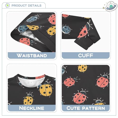JUNZAN Cute Cartoon Ladybugs Little Girls Hooded Sweatshirt Fleece Kids Pullover Hoodie Camping 4T3