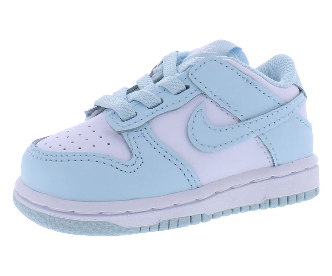Nike Dunk Low Baby/Toddler Shoes (FB9107-105, White/Glacier Blue) Size 6