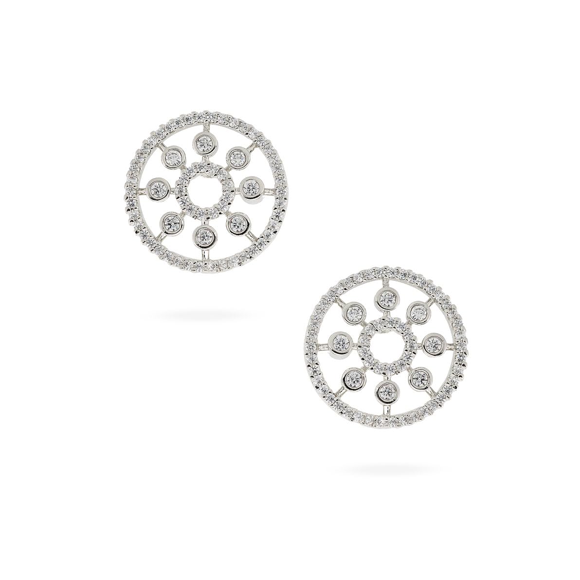 gargi by p.n. gadgil and sons | Utsaav Collection | Circle of Elegance CZ Stud Earrings | Silver Polish | Gifts for Girlfriend, Women & Girls-picture-12