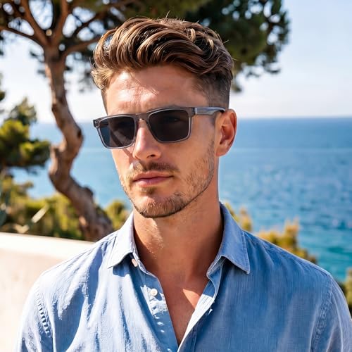 Image of CARFIA Retro Acetate Mens Sunglasses Polarized Classic Square Sun Glasses CA62162