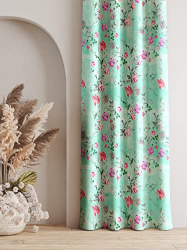 Image of Ultimate Trends 270 GSM Premium Room Darkening Curtains with Tie Back and Diamond Eyelets Set of 2 Panels (7 L x 4 W Feet, Sea Green)