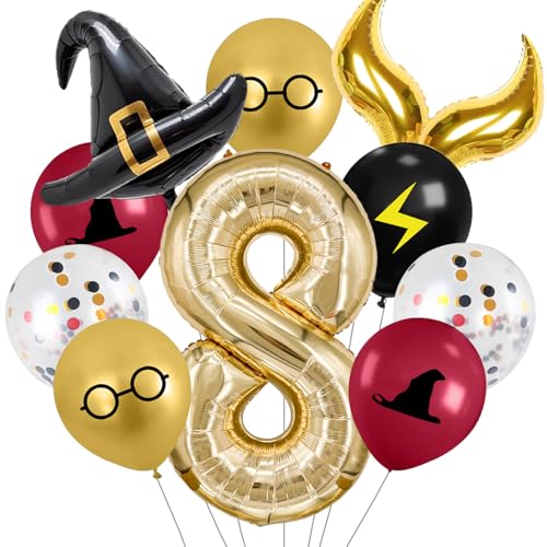 Zailo 40-Inch Number Sparkle Magic Balloons Mystic Wizard Themed Party Decorations Sparkle Wing Ball Balloons for Magic Themed Birthday Baby Shower Party Supplies (Number 8)