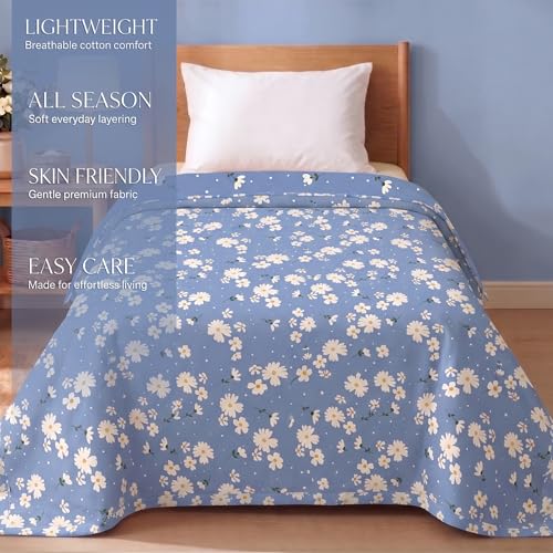 Image of BSB HOME 280 GSM Reversible Dohar for Single Bed, Ultra Soft Microfiber AC Blanket, Lightweight All Season Blanket, Breathable, Skin Friendly, 60 x 88 Inches (152 x 224 cm) - Perwinkle Blue