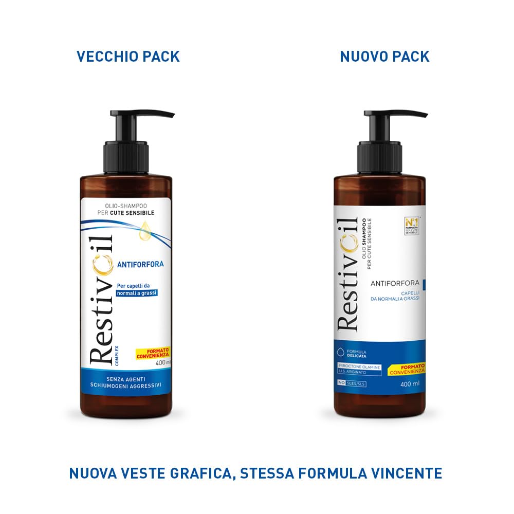 RestivOil Complex Shampoo Olio Antiforfora per Capelli da Normali a Grassi con Azione Antiseborroica e Anti Prurito, 400ml