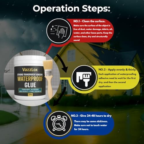 Image of (Pack of 2) Waterproof Glue for Leakage Strong & Transparent Water-Proof Glue Plus Brush Epoxy Resin for Water Proofing for Indoor & Outdoor Crack Seal Agent Roof Water Leakage Glues 300gm