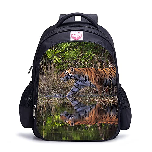 Mochila para adultos impresa en 3D con estampado de tigre casual para hombre y mujer