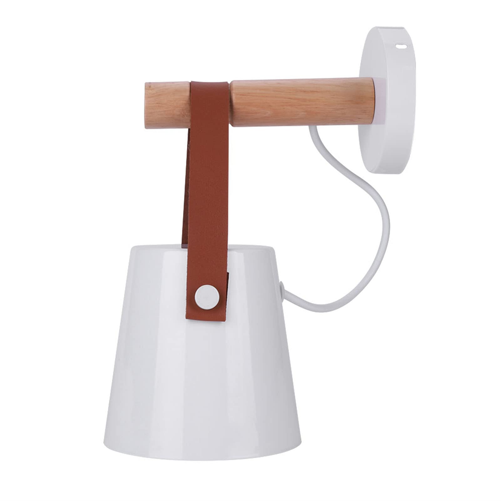 Gsycle Wall Lamps for Living Room, Modern Iron PU Leather Wall Lamps for Living Room Home Wall Lamp Wood Wall Lamp Swing Arm Wall Sconce for Living Room Home Office (White)
