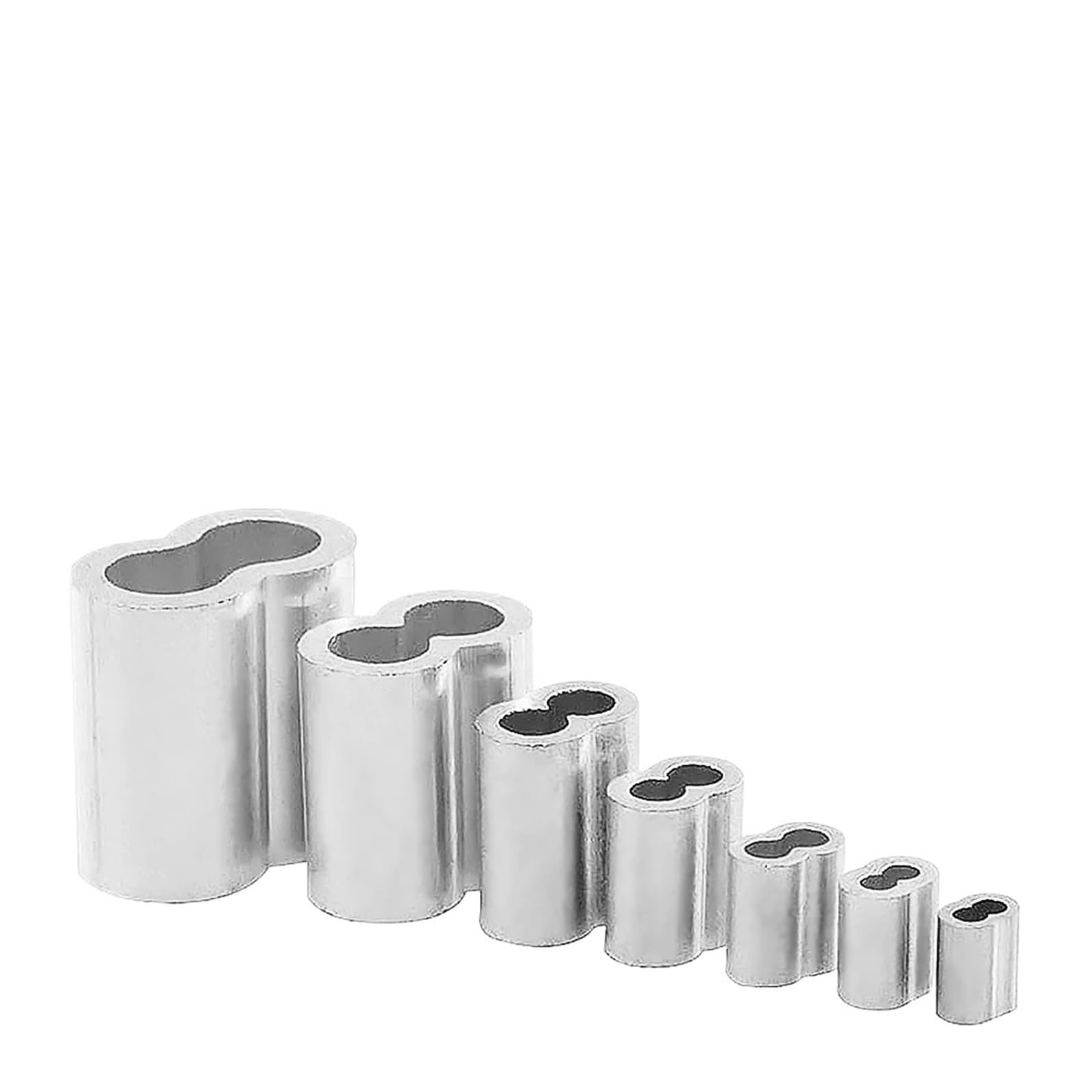 20-100 Morsetti for manicotto in alluminio a forma di 8 con anello a crimpare for cavo a doppio foro for accessori fissi for fune in acciaio da 1/1,2/1,5/2/3/4/5/6mm(M6X100pcs)