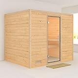 Karibu Sonara Sauna Traditionnel 6-8 Places | Bois Massif 38mm, 7,8m³, Porte en Verre Sécurité | Sans Poêle, Isolation Toit, Montage Réversible