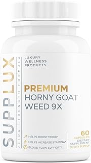 Premium Horny Goat Weed + 9 Ingredients - Performance Pills for Men for Fast Acting Blood-Flow, Build Muscle & Supports Men's Health | 9 Backed Ingredients | 3rd Party Tested Supplement - 60 Pills