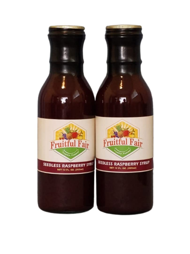 Raspberry Syrup - Gourmet Real Fruit Topping (12 Fl oz ea) – 2 Pack in Gift Box