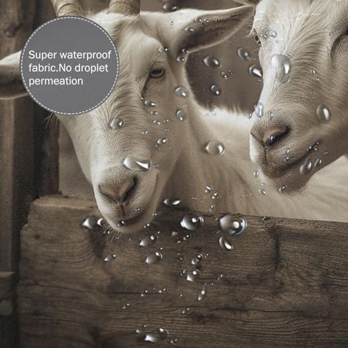 Rideau de douche imperméable chèvre blanche 183x183cm avec 12 crochets