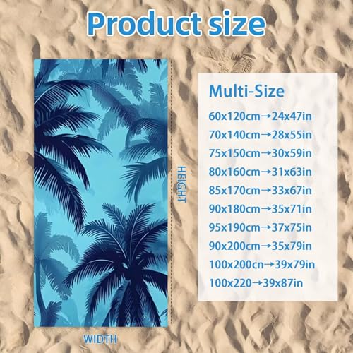 Serviette de plage XXL microfibre 100x220 cm motif bleu moderne