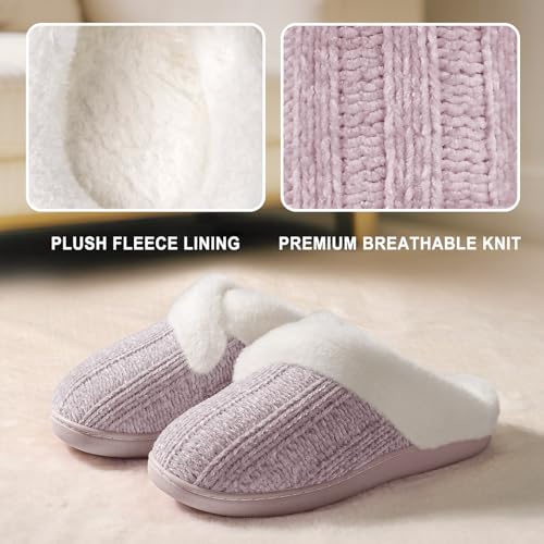 Image of Slippers for Women Fuzzy House Slip on Indoor Outdoor Bedroom Home Shoes