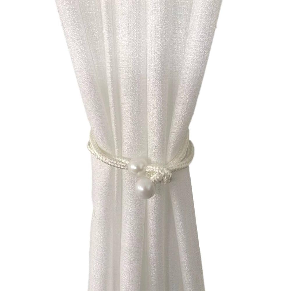 Vakorise Wit Curtain Ties, 2 Pack Faux Pearl Adjustable Rope Tie Backs For Drapes, Multicolor