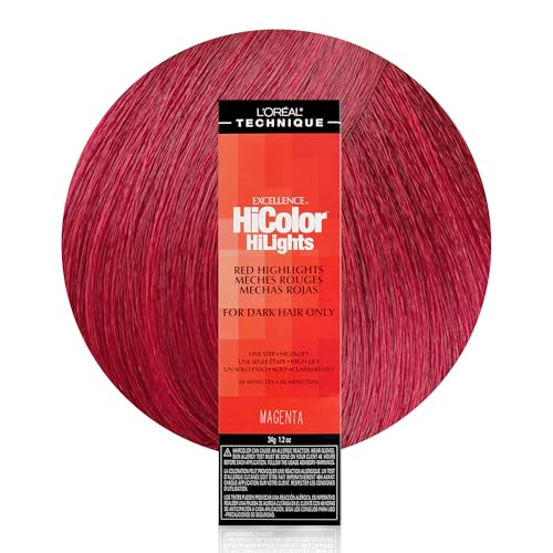 L'Oréal Technique HiColor Red HiLights - Permanent Hair Color for Dark Hair, Intense Red Highlights, No Pre-Lightening Required, Rich, No-Drip Crème, Quick Processing Time, Magenta
